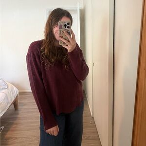 Urban Outfitters Burgundy Long Sleeve Henley Shirt